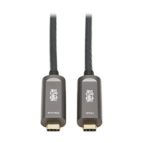 Tripp Lite USB-C Fiber (10 Gbps) Data Cable, USB 3.2 Active Optical Cable, Male to Male, Black, Plenum-Rated for in Wall & Ceiling Installations, 33" to 98" Length, 3-Year Warranty (U420F-D3 Series)