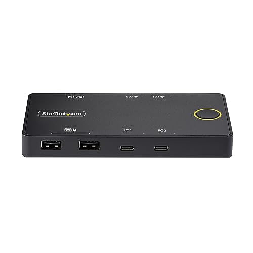 StarTech.com 2-Port USB-C KVM Switch, Single-4K 60Hz HDMI Monitor, 100W Power Delivery Pass-Through for Each Laptop/Tablet, Bus Powered, USB Type-C/USB4/Thunderbolt 3/4 Compatible (C2-H46-UC2-PD-KVM) - PEGASUSS 