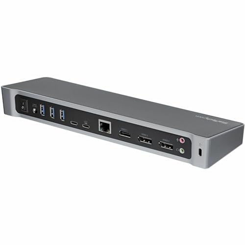 StarTech.com USB-C Dock - 4K Triple Monitor Laptop Docking Station with Dual DisplayPort & HDMI - 100W Power Delivery - USB-C, 4x USB-A Hub - USB 3.1 Gen 1 Type-C Dock - Windows & MacBook (DK30CH2DEP)
