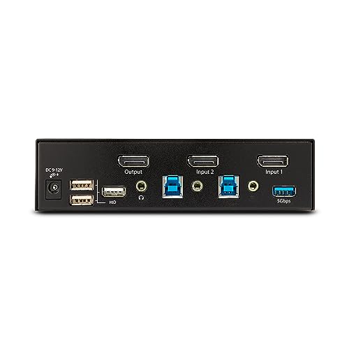StarTech.com 2-Port DisplayPort KVM Switch, 8K 60Hz / 4K 144Hz, Single Display, DP 1.4, 2X USB 3.0 Ports, 4X USB 2.0 HID Ports, Push-Button & Hotkey Switching, TAA Compliant (D86A2-2-PORT-8K-KVM) - PEGASUSS 