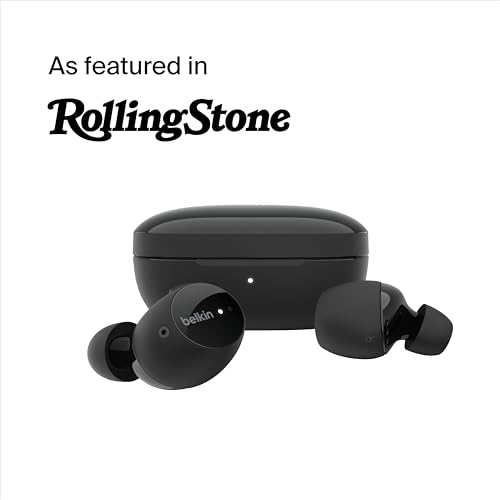Belkin SoundForm Immerse, True Wireless Earbuds with Hybrid ANC, Wireless Charging, IPX5 Sweat and Water Resistant, Apple Find My Ping My Earbuds for iPhone, Galaxy, Pixel and More