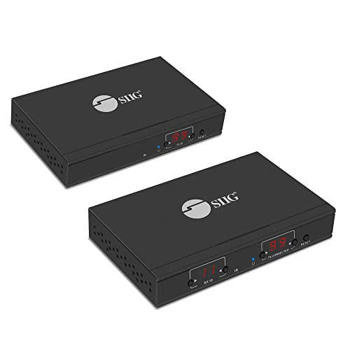 SIIG HDMI Over IP Extender Kit (1 TX & 1 RX) 1080p at 395ft (120m) - Support Many to Many Solution, H.264 Over IP, HDMI Loopout, IR Extension, RS-232 (CE-H24A11-S1) - PEGASUSS 