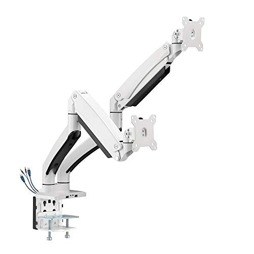 SIIG Dual Monitor Desk Mount, 17" to 35", USB 3.0 and Audio Extend Ports, Fits Two Flat/Curved Monitors, Load Bearing 33 lbs max Each, VESA 75x75 100x100, C-Clamp and Grommet Base (CE-MT3211-S1) - PEGASUSS 