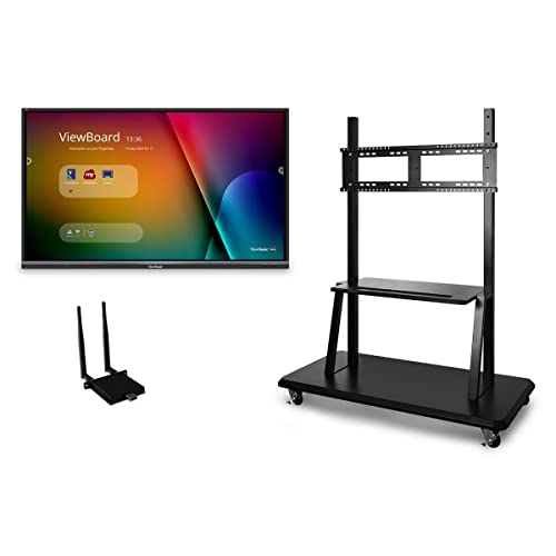 ViewBoard IFP5550 55" 16:9 4K Ultra HD Interactive LED Touchscreen Display Bundle with Wireless AC Adapter and VB-STND-001 Rolling Trolley Cart - PEGASUSS 