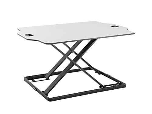 Amer EZUP 32x22 Height Adjustable Sit/Stand Desk Surface Riser, 32" Wide Tabletop Sit Stand Desk Converter, Monitor Laptop Platform Work Station - Durable White Top - PEGASUSS 