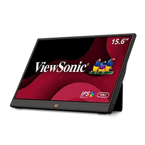 ViewSonic VA1655 15.6 Inch 1080p Portable IPS Monitor with a Built-in Stand, Mobile Ergonomics, USB C, Mini HDMI and Protective Case for Home and Office,Black - PEGASUSS 