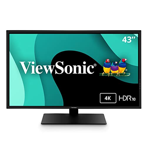 ViewSonic VX4381-4K 43 Inch Ultra HD MVA 4K Monitor Widescreen with HDR10 Support, Eye Care, HDMI, USB, DisplayPort for Home and Office, Black - PEGASUSS 