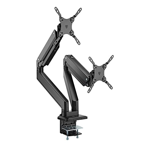 SIIG Dual Monitor Desk Mount, 17" to 35", Heavy-Duty Premium Gas Spring, Fits Two Flat/Curved Monitors, Load 33 lbs max Each, VESA 75x75 100x100 200x200, C-Clamp and Grommet Base (CE-MT3011-S1) - PEGASUSS 