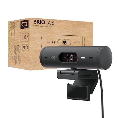 Logitech Brio 505 Full HD Webcam with auto Light Correction, auto-framing, Show Mode, Dual Noise Reduction mics, Privacy Shutter - Works with Microsoft Teams, Google Meet, - PEGASUSS 