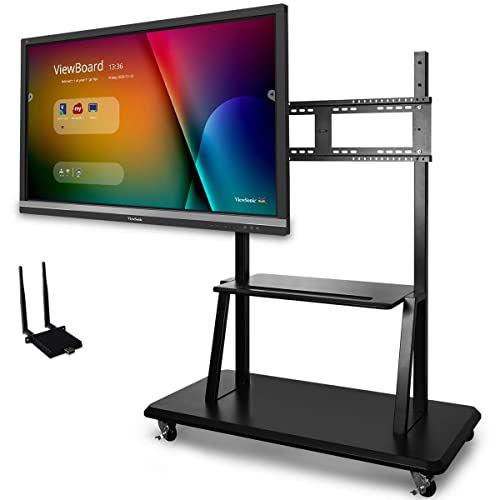 ViewBoard IFP5550 55" 16:9 4K Ultra HD Interactive LED Touchscreen Display Bundle with Wireless AC Adapter and VB-STND-001 Rolling Trolley Cart - PEGASUSS 