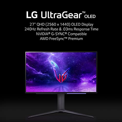 LG 27" Ultragear™ OLED QHD Gaming Monitor with 240Hz .03ms GtG & nVIDIA® G-SYNC® Compatible,Black