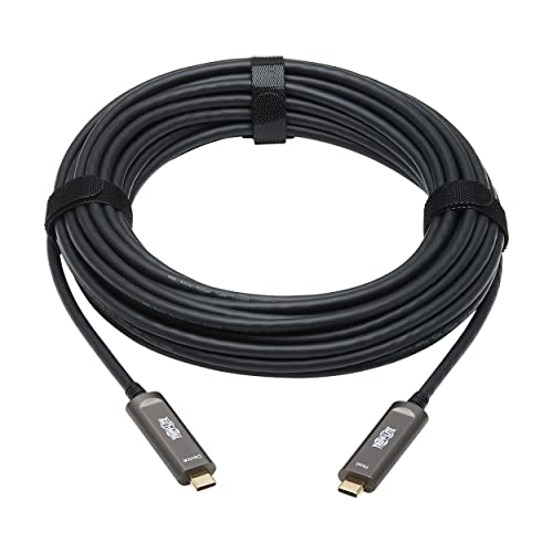 Tripp Lite USB-C Fiber (10 Gbps) Data Cable, USB 3.2 Active Optical Cable, Male to Male, Black, Plenum-Rated for in Wall & Ceiling Installations, 33" to 98" Length, 3-Year Warranty (U420F-D3 Series)