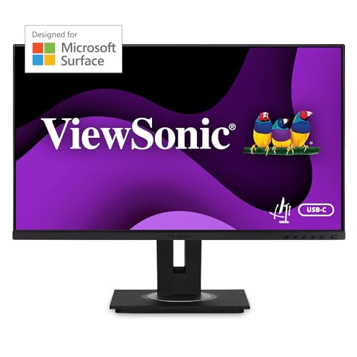 ViewSonic VG275 27 Inch IPS 1080p Monitor Designed for Surface with Advanced ergonomics, 60W USB C, HDMI and DisplayPort inputs for Home and Office - PEGASUSS 