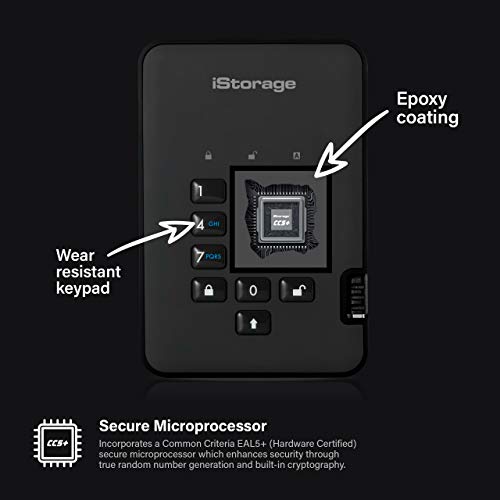 iStorage diskAshur2 HDD Range | Secure Portable Hard Drive | Password Protected | Dust/Water-Resistant | Hardware Encryption - PEGASUSS 