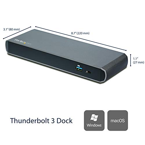 StarTech.com Thunderbolt 3 Dock - Dual Monitor 4K 60Hz Laptop Docking Station with DisplayPort - 85W Power Delivery - 3-Port USB 3.0 Hub, Ethernet, Audio - TB3 Dock - Windows & Mac (TB3DK2DPPD)