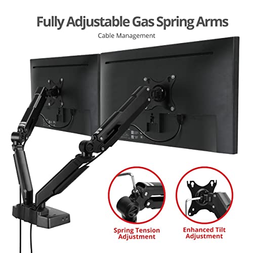 SIIG Dual 4K 60Hz Hybrid Universal Docking Station with Dual Monitor Gas Spring Desk Mount Arm - 17" to 32" - 2 DP/ 2HDMI - PD100W - USB-A/C 10G - For Mac M1/M2/M3 Pro & Max and Windows (CE-MTDK01-S1)