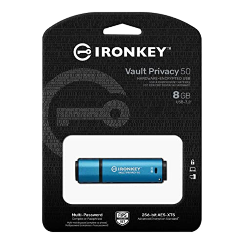 Kingston IronKey Vault Privacy 50 256GB Encrypted USB | FIPS 197 | AES-256bit | BadUSB Attack Protection | Multi-Password Options | IKVP50/256GB - PEGASUSS 