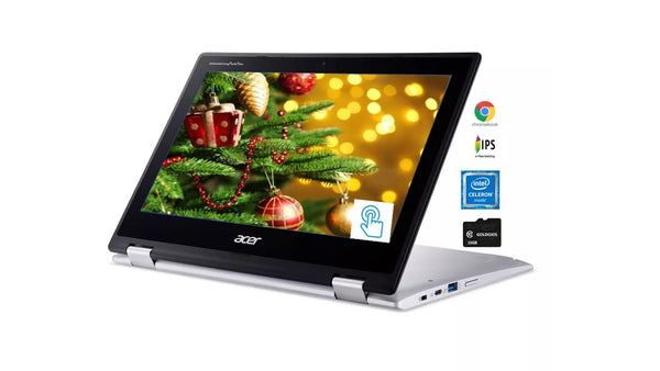Acer Spin 2-in-1 Chromebook, Business & Student covertabile Laptop Computer, 11.6" HD Touchscreen IPS, Intel Celeron N4000, 4GB RAM 64GB eMMC, WiFi USB-C BT Chrome OS, Goldoxis 64GB Card - PEGASUSS 