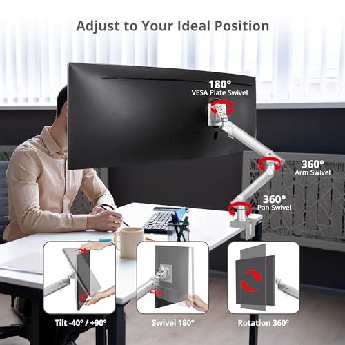 SIIG MTPRO Heavy Duty Single Monitor Desk Mount, Fully Adjustable, Holds up to 49", 4.4lbs to 44 lbs, VESA 75mm/100mm Compatible, TAA Compliant - PEGASUSS 