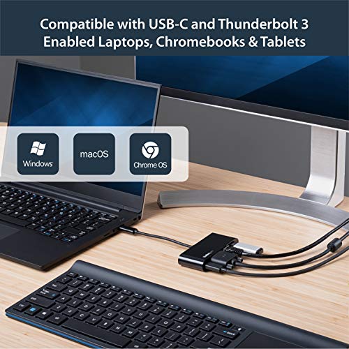 StarTech.com USB C Multiport Adapter - USB Type-C Mini Dock with HDMI 4K or VGA 1080p Video - 100W Power Delivery Passthrough, 3-port USB 3.0 Hub, GbE, SD & MicroSD - Laptop Travel Dock (DKT30CHVSCPD)