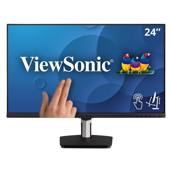 ViewSonic TD2455 24 Inch 1080p IPS 10-Point Multi Touch Screen Monitor with Advanced Dual-Hinge Ergonomics USB C HDMI and DisplayPort Out,Black, 12.6" x 21.2" x 2" - PEGASUSS 