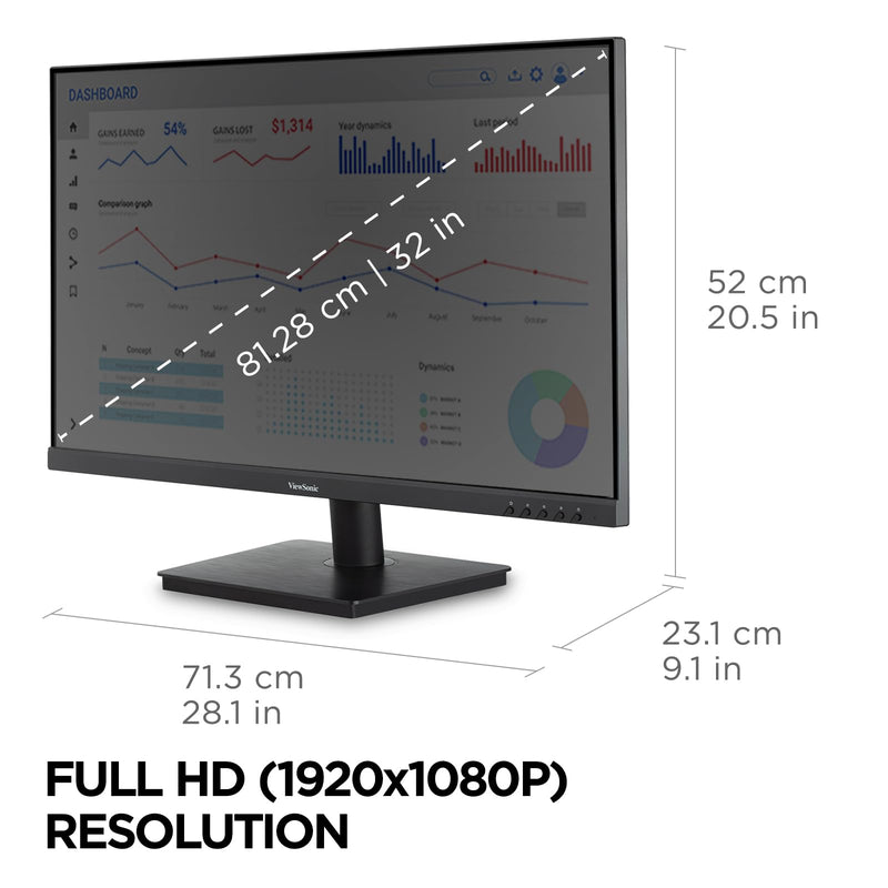 ViewSonic VA3209M 32 Inch IPS Full HD 1080p Monitor with Frameless Design, 75 Hz, Dual Speakers, HDMI, and VGA Inputs for Home and Office,Black - PEGASUSS 