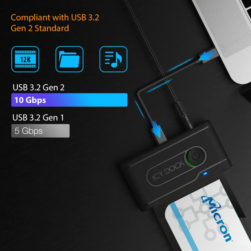 ICY DOCK USB 3.2 Gen 2 (10Gbps) to U.2 NVMe SSD Thunderbolt 4 Port Compatible Reader Adapter with USB-C+A Cables | EZ-Adapter Ex MB931U-1VB R1 - PEGASUSS 