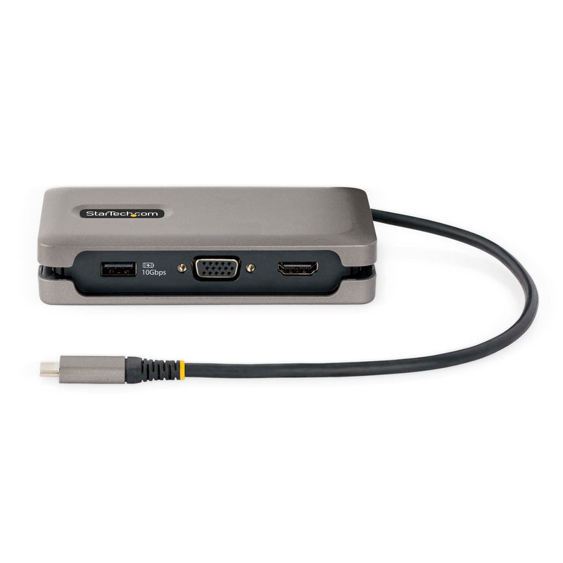 StarTech.com USB-C Multiport Adapter - HDMI/VGA - 4K 60Hz - 3-Port USB Hub - 100W Power Delivery Pass-Through - GbE - Travel Mini Docking Station w/Charging - 1ft/30cm Wrap-Around Cable (DKT31CVHPD3) - PEGASUSS 