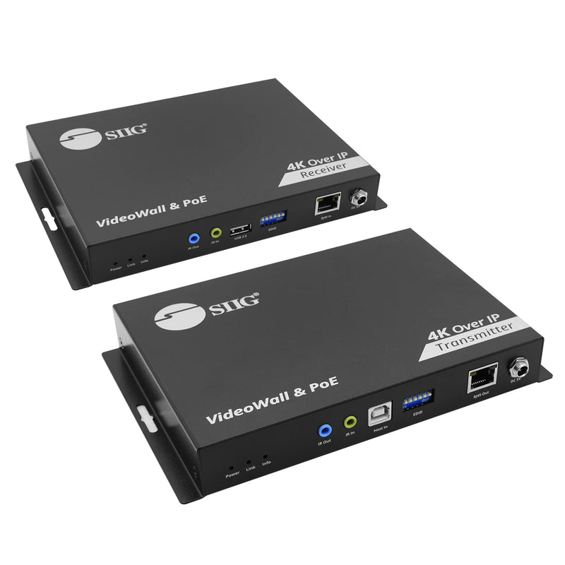SIIG 4K HDMI Over IP Matrix Switch Kit, 4K 60Hz Up to 394FT, USB KVM Extender, Video Wall Control, Scalable for Multiple Video Sources and Displays, IR Passthrough, PoE, TAA Compliant (CE-H28A11-S1) - PEGASUSS 