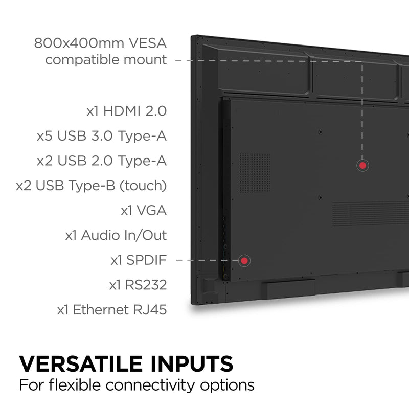 ViewSonic IFP7550 75" 2160p 4K Interactive Display, 20-Point Touch, VGA, Display-Port, HDMI - PEGASUSS 