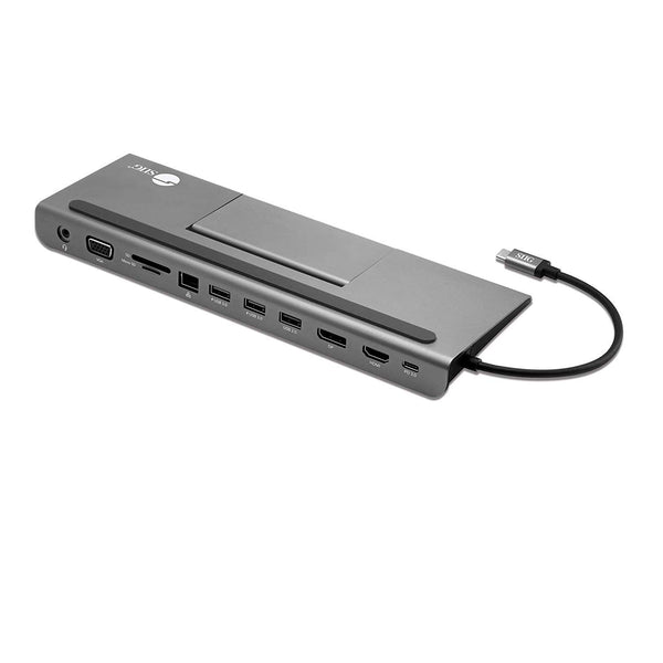 SIIG USB C MST Triple Monitor Docking Station for Windows Thunderbolt 3 Compatible [Single 4k, Dual 1080p, Triple 720p] 100W PD - HDMI/VGA/DP, Gigabit Ethernet, SD/TF, USB 3.0 and Audio JU-DK0E11-S1 - PEGASUSS 