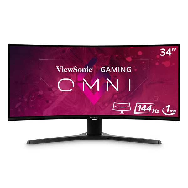 ViewSonic OMNI VX3418-2KPC 34 Inch Ultrawide Curved 1440p 1ms 144Hz Gaming Monitor with Adaptive Sync, Eye Care, HDMI and Display Port, Black - PEGASUSS 