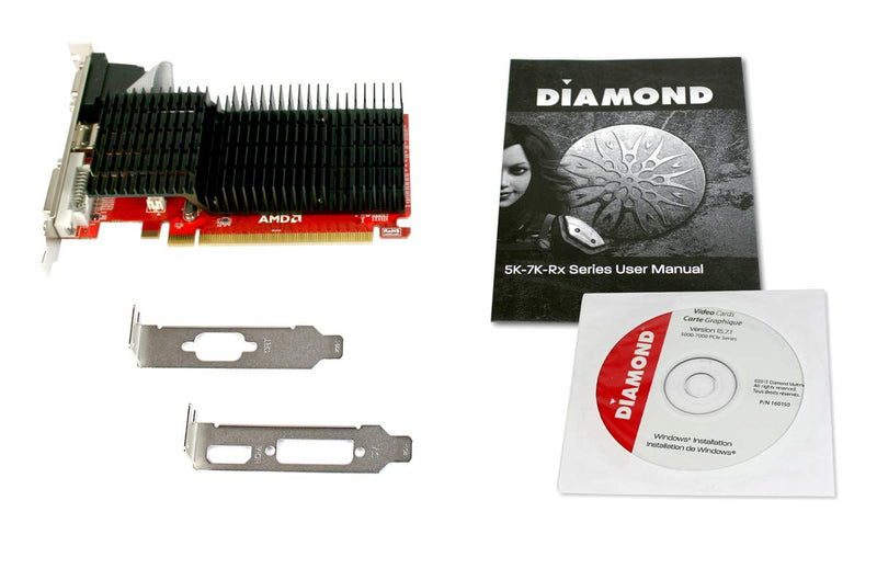 Diamond Multimedia AMD Radeon HD 5450 PCIe GDDR3 1GB Dual Monitor Support(DVI, HDMI, VGA) Low Profile Enhanced Fanless Heatsink,Low Profile,Full Height Bracket included Video Graphics Card (5450PE31G)
