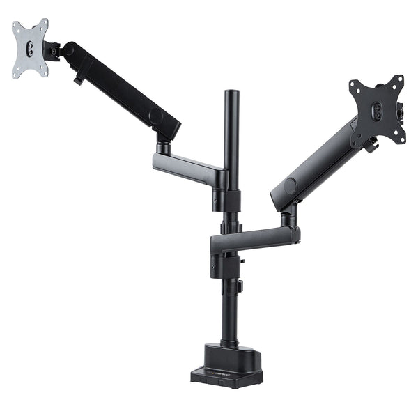 StarTech.com Desk Mount Dual Monitor Arm - Full Motion Monitor Mount for VESA Displays up to 32" (17.6lb/8kg) - Vertical Stackable Arms - Height Adjustable/Articulating - Clamp/Grommet (ARMDUALPIVOT) - PEGASUSS 