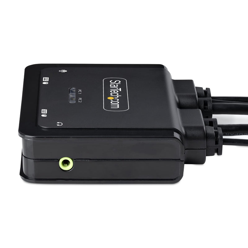 StarTech.com 2-Port Hybrid USB-C HDMI Cable KVM Switch, 4K 60Hz, Compact KVM with 6ft/1.8m USB-A/HDMI/Audio & 4ft/1.2m USB-C Integrated Cables, Bus Powered, Hotkey Switching (C2-H46-UAC-CBL-KVM)