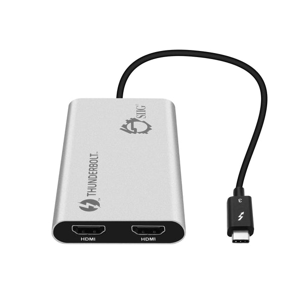 SIIG Thunderbolt 3 to Dual HDMI 2.0 Port Display Adapter at 4K 60Hz - Intel Thunderbolt 3 Certified - Windows/MacBook Pro/Chromebook/XPS/Surface Book - Supports Two 4K 60Hz Monitors Simultaneously - PEGASUSS 