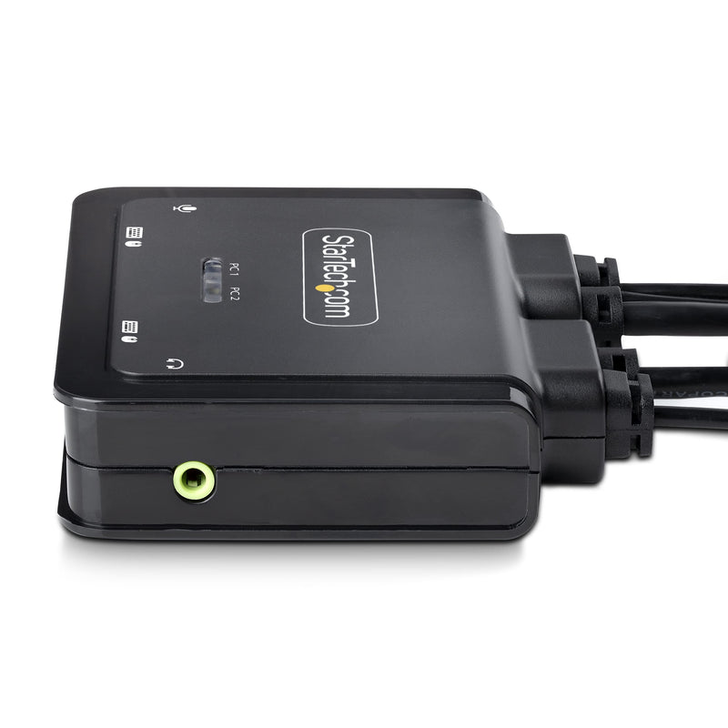 StarTech.com 2-Port Hybrid USB-C DisplayPort Cable KVM Switch, 4K 60Hz, Compact KVM with 6ft/1.8m USB-A/DP/Audio & 4ft/1.2m USB-C Integrated Cables, Bus Powered, Hotkey Switching (C2-D46-UAC-CBL-KVM)