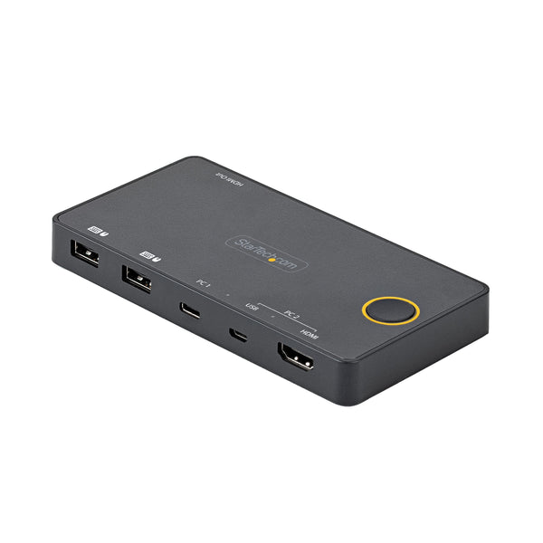 StarTech.com 2 Port Hybrid USB-A + HDMI & USB-C KVM Switch - Single 4K 60Hz HDMI 2.0 Monitor - Compact Desktop and/or Laptop HDMI KVM Switch - USB Bus Powered - Thunderbolt 3 Compatible (SV221HUC4K) - PEGASUSS 